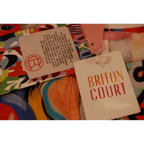 Briton Court NWT Face Print Maxi Tiered Ruffle Dress Multicolor Medium MSRP $269 - Picture 7 of 9